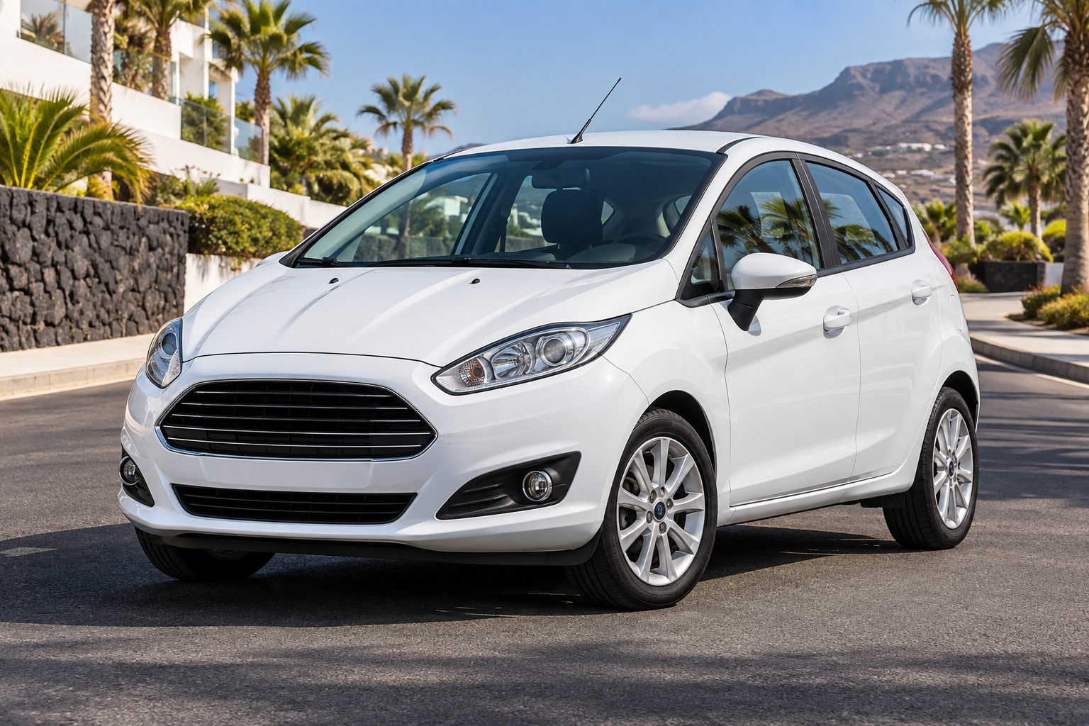White Ford Fiesta available for monthly lease