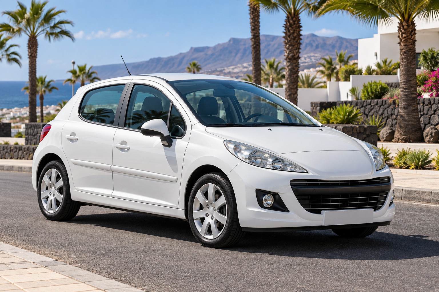 White automatic Peugeot 207 available for monthly lease